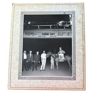 1967 Corby Dot Horse Racing Photo Charles Town WV Winner Sprint Night B&W 8x10
